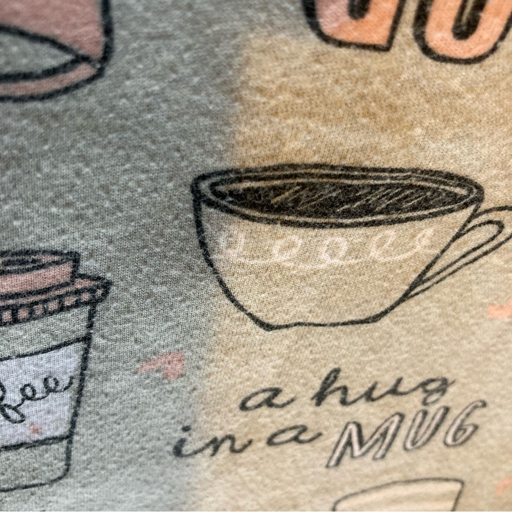 Enjoy Night Coffee Print Pajama Set in Dove Grey, Pink, and White‎ | Capri Pants - Picture 11 of 15